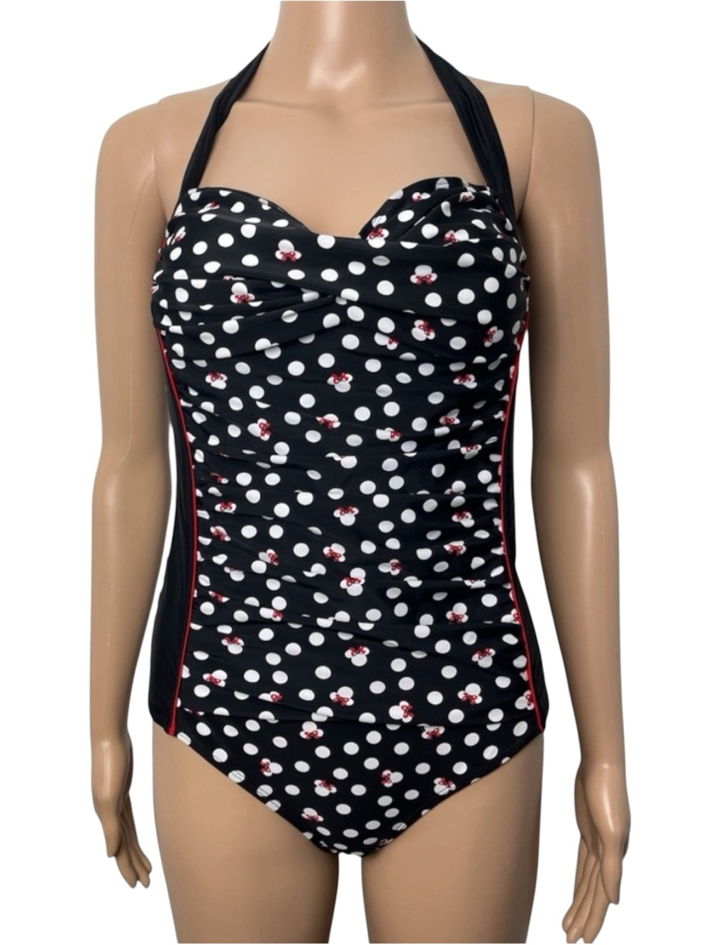 Disney Park Resort Minnie Mouse Black Red Retro Style One Piece Swimsuit